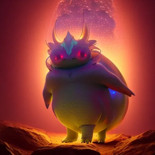 Image similar to pokemon creature in a alaska, backlit, warm tones, bioluminescent bioluminescent translucent translucent : : by michal karcz, daniel merriam, victo ngai and guillermo del toro : : ornate, dynamic, particulate, intricate, elegant, highly detailed, centered, artstation, smooth, sharp focus, octane render, 3 d