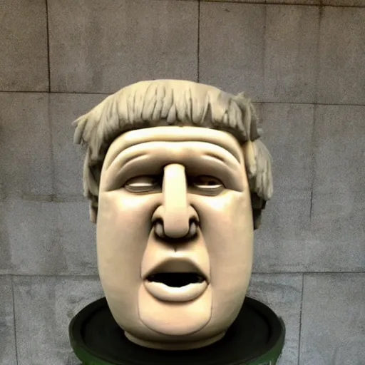 Image similar to Boris Johnson in the style of a Moai