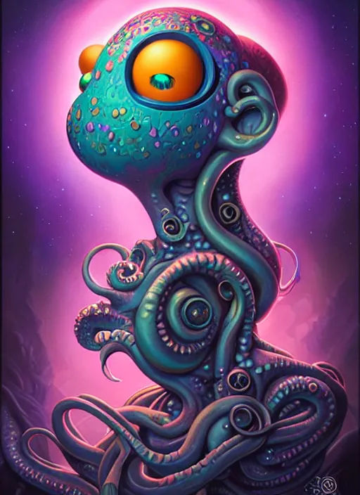 Prompt: cosmic lovecraft random cartoon character portrait, pixar style, by tristan eaton stanley artgerm and tom bagshaw.