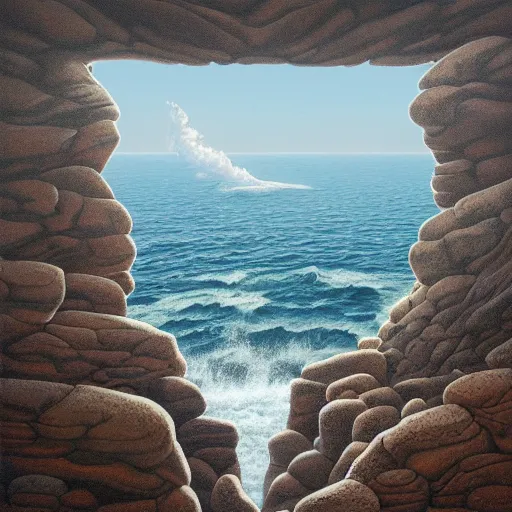 Image similar to a gust of rocky sea air pushed open the door by jeffrey smith, oil on canvas