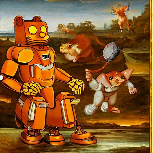 Image similar to a mecha garfield, 1 7 0 0 renaissance painting