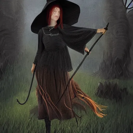 Prompt: a witch, realistic renderings of fantastic scenes