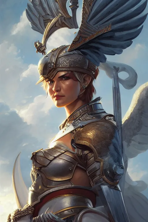 Image similar to amazon valkyrie athena, d & d, fantasy, portrait, highly detailed, headshot, digital painting, trending on artstation, concept art, sharp focus, illustration, art by artgerm and greg rutkowski and magali villeneuve