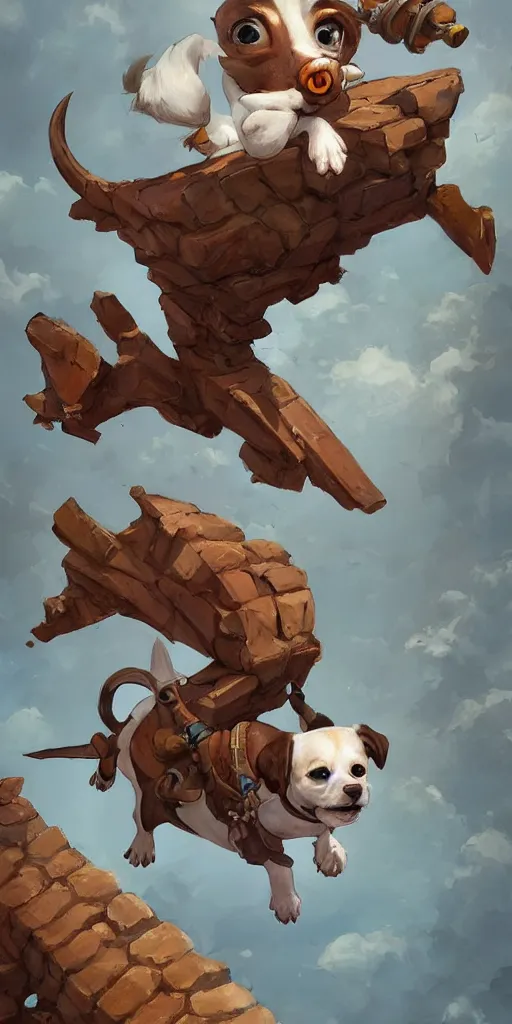 Prompt: adorable jack russel terrier flying above a brick wall, fantasy art, artstation character design contest winner, trending on cgsociety, concept art, speedpaint, beautiful digital art, jesper ejsing, james jean, justin gerard, fenghua zhong, makoto shinkai, highly detailed