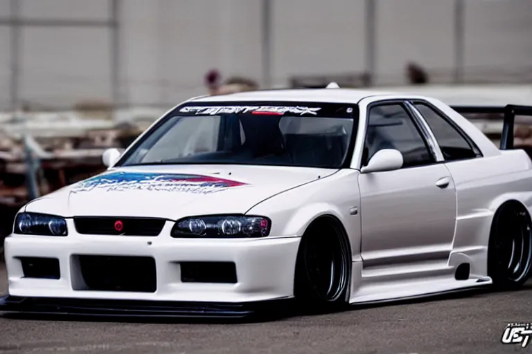 Image similar to lowered widebody r33 skyline drifting