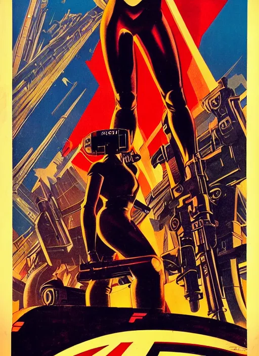 Prompt: soviet propaganda poster. cyberpunk assassin. portrait by jean giraud and anton otto fischer and john philip falter and will eisner and gil elvgren. realistic proportions. character art. science fiction d & d. tf 2, overwatch, rb 6 s, cyberpunk 2 0 7 7, blade runner 2 0 4 9.