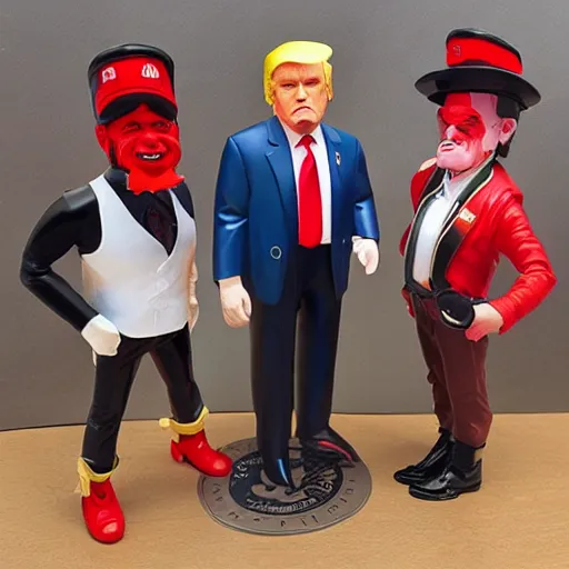 Prompt: marcus garvey cosplay donald trump vinyl action figure, plastic, toy, butcher billy style