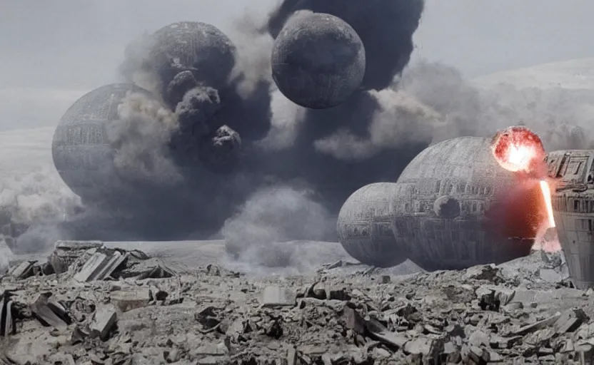 Prompt: death star blowing up another death star