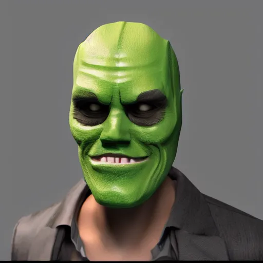 Image similar to the mask, jim carrey as a 3 d render, unreal engine