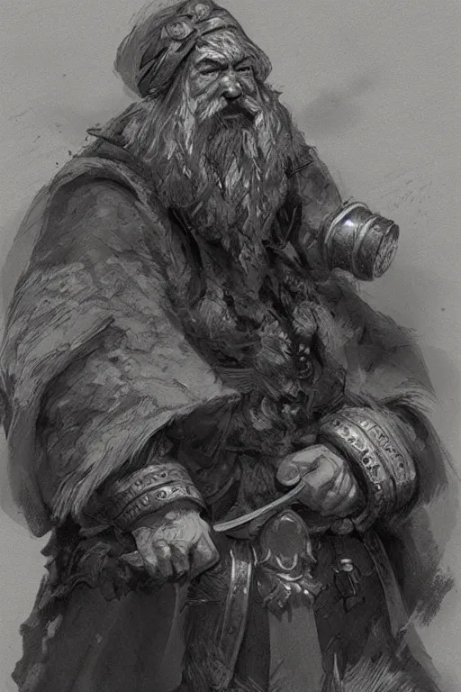 Image similar to Concept art of a dwarf by Even Amundsen, pencil