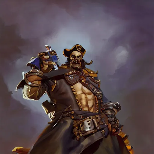 Image similar to greg manchess portrait painting of partially armored undead pirate captain lechuck as overwatch character, medium shot, asymmetrical, profile picture, organic painting, sunny day, matte painting, bold shapes, hard edges, street art, trending on artstation, by huang guangjian, gil elvgren, ruan jia, greg rutkowski, gaston bussiere