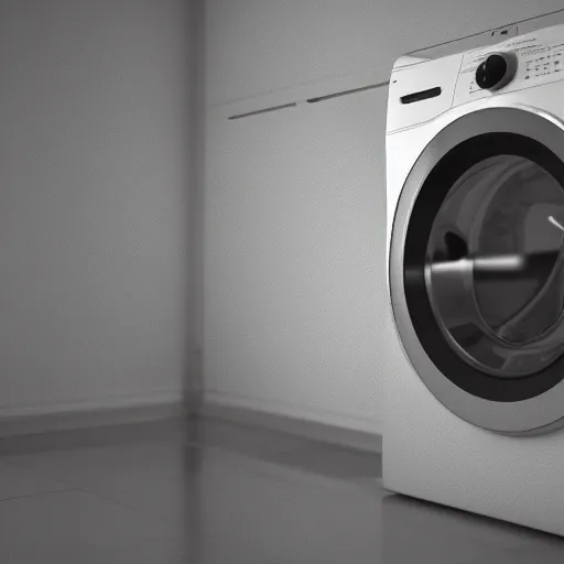 Prompt: evil washing machine standing menacingly, octane render, 4 k, artstation