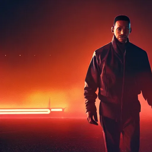 Image similar to will smith in blade runner 2 0 4 9, cinematic film still, 4 k