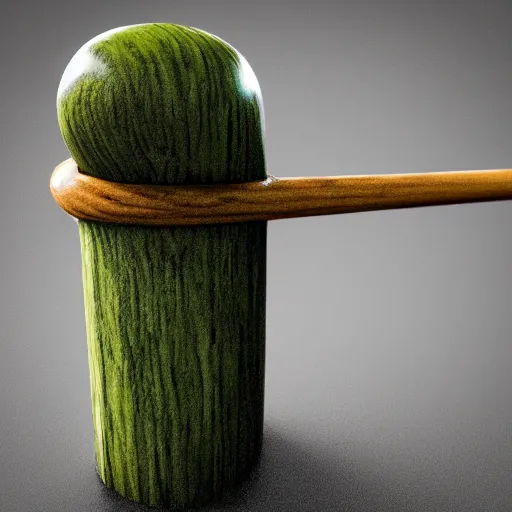 Image similar to short wooden cane with green slime on it, octane render