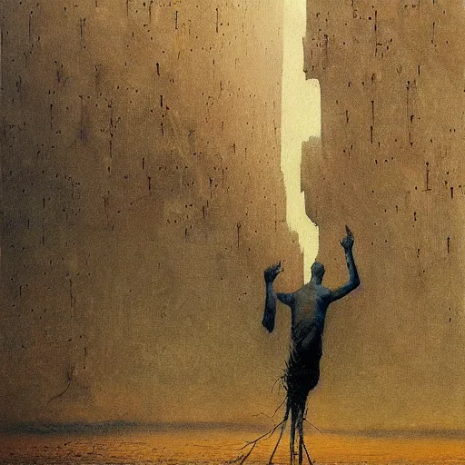 Image similar to high quality high detail painting by beksinski, hd, madness