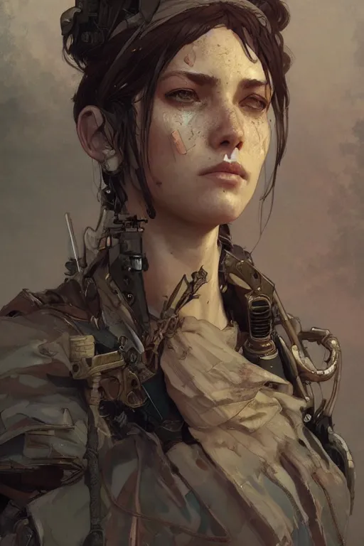 Prompt: A full portrait of a beautiful post apocalyptic commando, intricate, elegant, highly detailed, digital painting, artstation, concept art, smooth, sharp focus, illustration, art by Krenz Cushart and Artem Demura and alphonse mucha