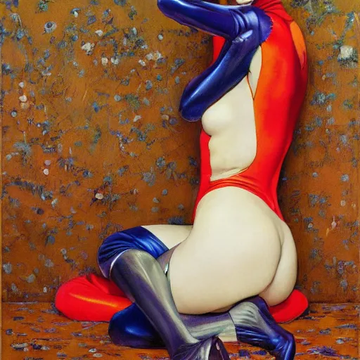 Image similar to catsuit female jester, by donato giancola and norman rockwell.