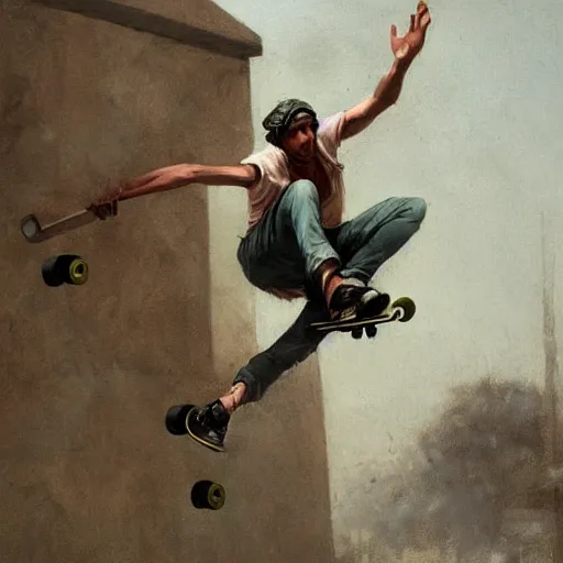 Prompt: close up dead skateboarder painting dynamic very very detailed by hubert robert balanced