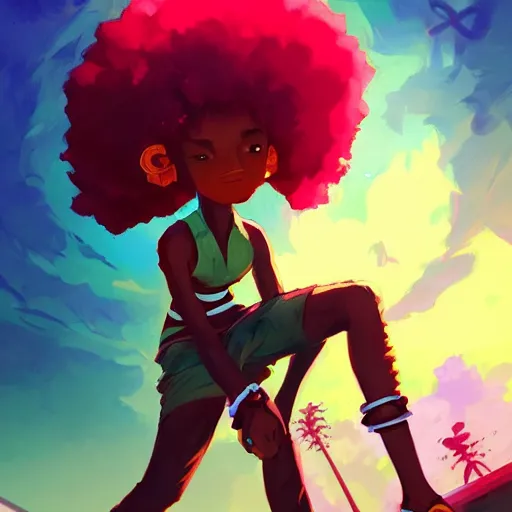 Image similar to afropunk afrika teenager, Video game character design , 2d game fanart behance hd by Jesper Ejsing, by RHADS, Makoto Shinkai and Lois van baarle, ilya kuvshinov, rossdraws global illumination