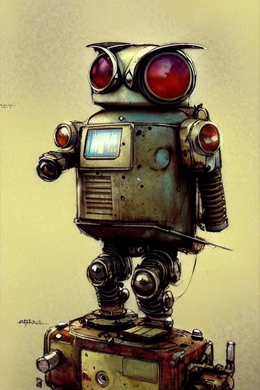 Prompt: adventurer ( ( ( ( ( 1 9 5 0 s retro future robot android fat wise old owl android. muted colors. ) ) ) ) ) by jean baptiste monge!!!!!!!!!!!!!!!!!!!!!!!!! chrome red