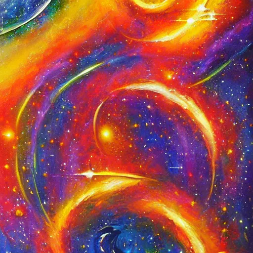 Prompt: a cosmic orgy, oil painting, realistic,