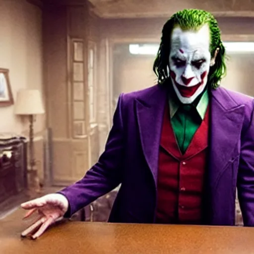 Prompt: film still of Denzel Washington as joker in the new Joker movie