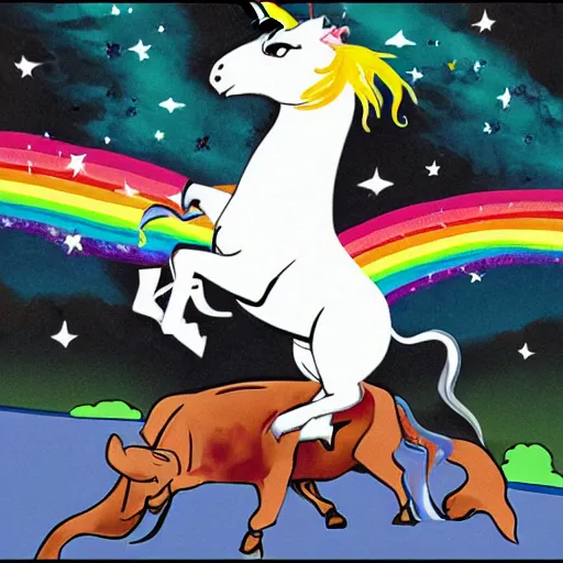 Image similar to mike tyson riding a unicorn