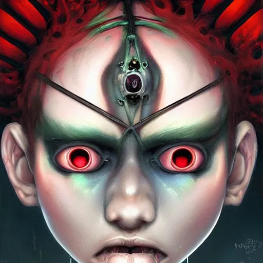 Image similar to The Depths of Depravity, cybergoth art by Sabbas Apterus and Naoto Hattori and Alex Pardee, trending on Artstation, cgsociety 4K.