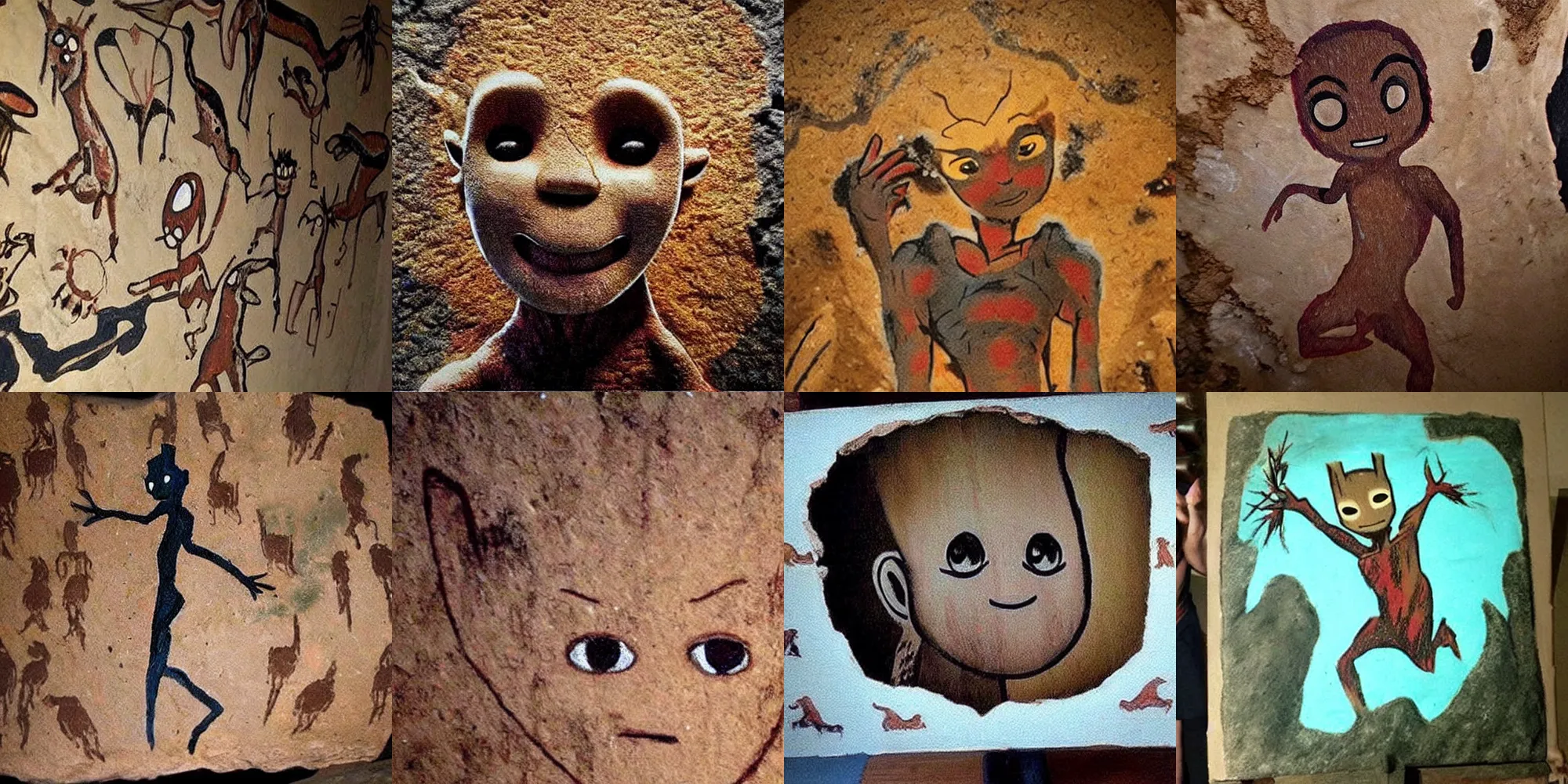 Image similar to cave-painting!!!!!!!!!!!!!!!!!!!!! cave-painting!!!!!!!!!!!!!!!!!!!!! of ((((((((((((((((baby groot))))))))))))))))