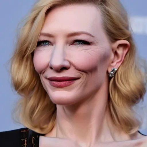 Image similar to high resolution portrait of cate blanchett with face tattoo , highly detailed, photorealistic, 4k