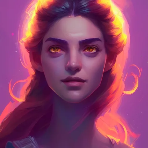 Image similar to beautiful female portrait, maya ali mage, gloomhaven, dynamic lighting, gaudy colors, octane render aesthetic, matte painting concept art, official fanart behance hd artstation by jesper ejsing, by rhads and makoto shinkai and lois van baarle and ilya kuvshinov and rossdraws