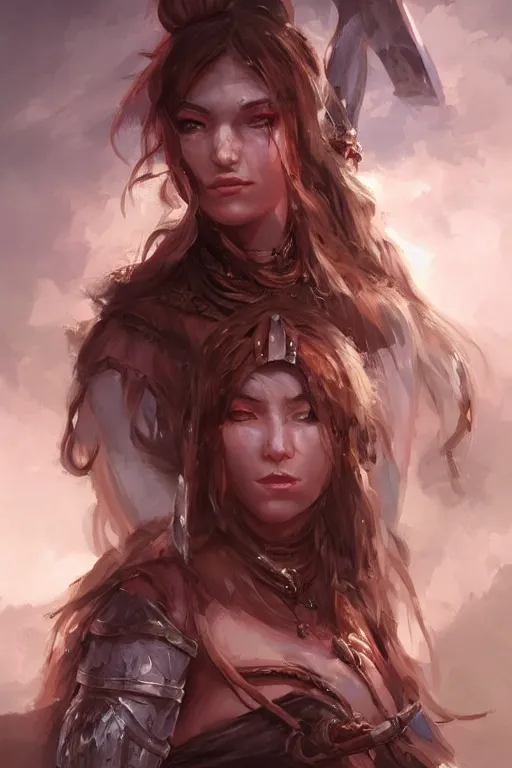 Prompt: head and shoulders portrait of a barbarian female high quality fantasy dnd by wlop