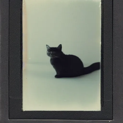 Prompt: A polaroid photo of a cat watching a mushroom cloud in the distance