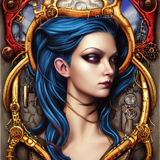 Image similar to Steampunk Lovecraft Lovecraftian mermaid portrait, Pixar style, by Tristan Eaton Stanley Artgerm and Tom Bagshaw.