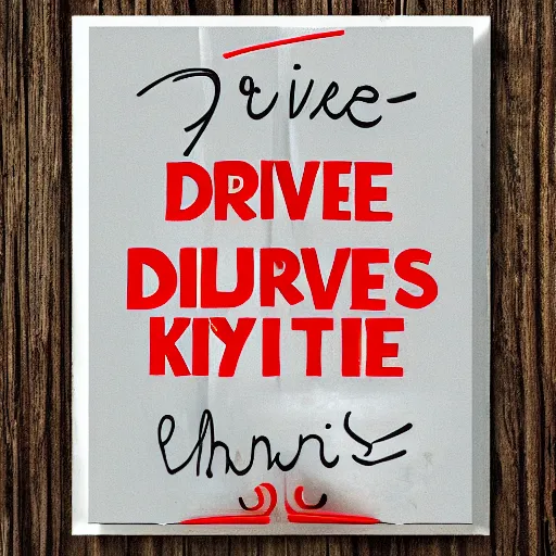 Prompt: drive like your kids sign