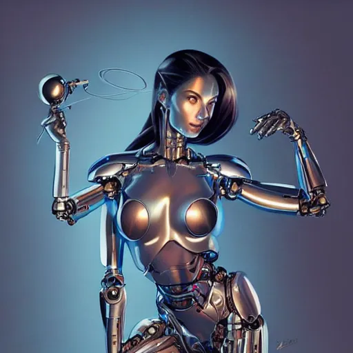 Prompt: fully body, stunningly beautiful woman cyborg robot in metal by sorayama , highly detailed, digital painting, artstation, concept art, sharp focus, illustration, art by artgerm and greg rutkowski and alphonse mucha