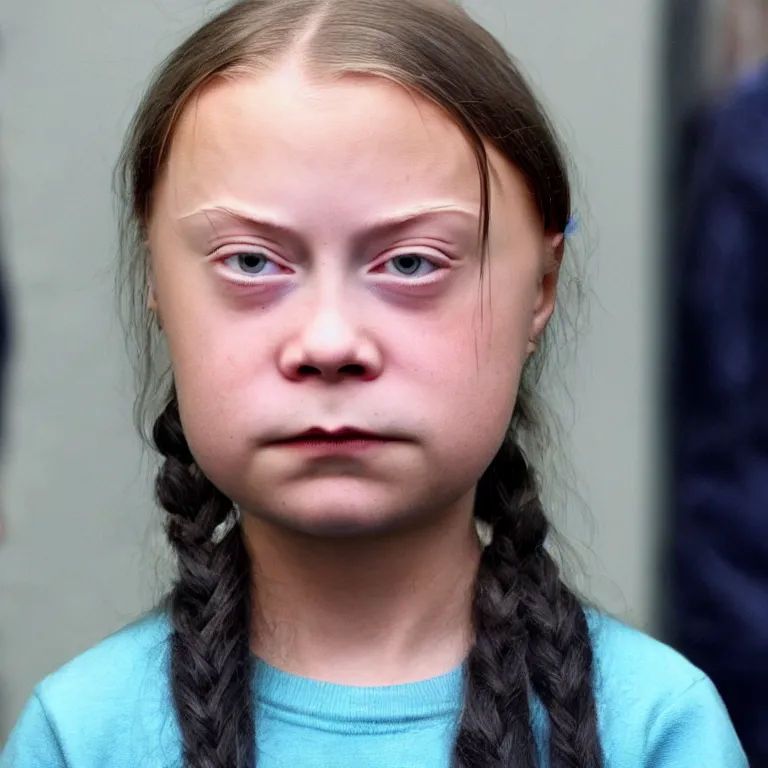 Prompt: greta thunberg mugshot