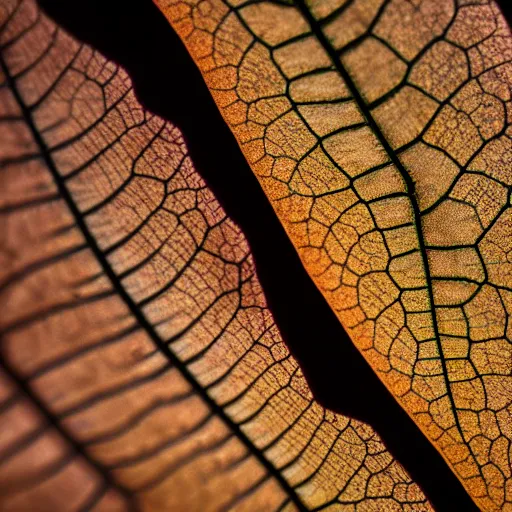 Prompt: close - up of the venatures of a leaf, canon eos r 3, f / 1. 4, iso 2 0 0, 1 / 1 6 0 s, 8 k, raw, unedited, symmetrical balance, in - frame,