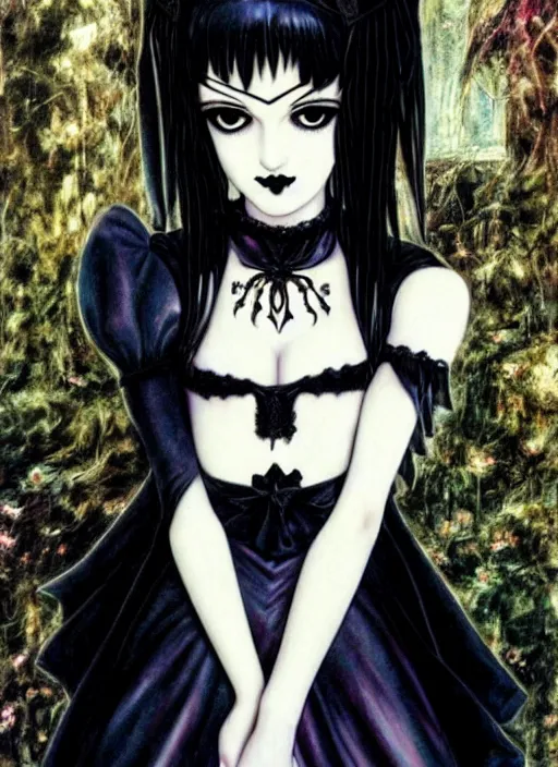 Image similar to gothic ( ( # princess ) ) portrait *. *. by battle angel alita * *, rene lalique, highly detailded, ( ( misa amane # ) )