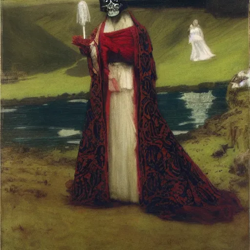 Prompt: a portrait of a 💀 in a scenic environment by edwin austin abbey