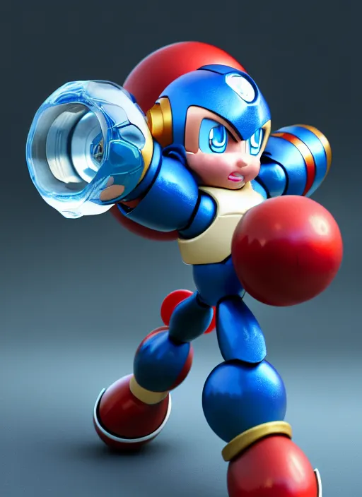 Prompt: toy megaman, macro, by akihito yoshida, artstation, by asaf hanuka, by diego rivera, by hieronymus bosch, octane render, by wlop, refractive, ray tracing reflections, diffraction grading, insanely detailed and intricate, hypermaximalist, elegant, ornate, hyper realistic, super detailed