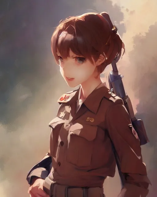 Prompt: young girl in uniform by Stanley Artgerm Lau, WLOP, Rossdraws, James Jean, Andrei Riabovitchev, Marc Simonetti, and kyoani, krenz cushart, pixiv