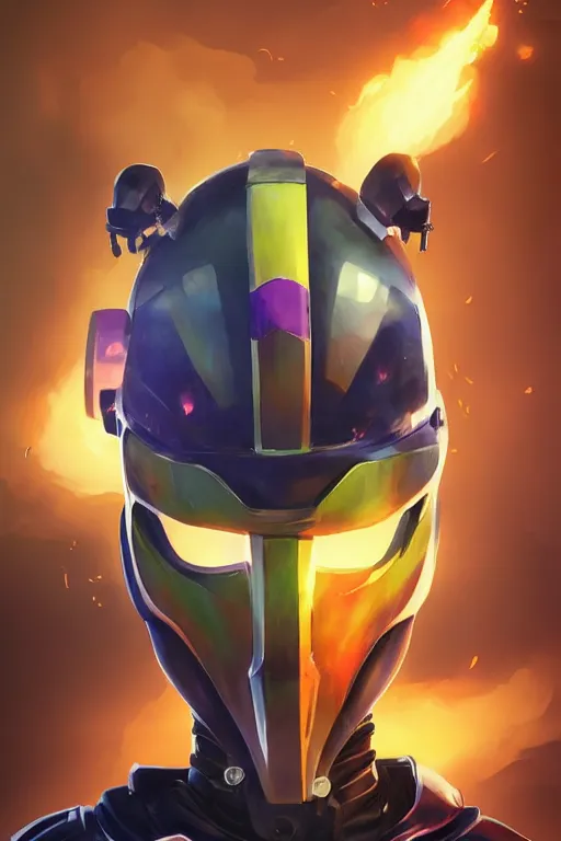 Image similar to epic mask helmet robot ninja portrait stylized as fornite style game design fanart by concept artist gervasio canda, behance hd by jesper ejsing, by rhads, makoto shinkai and lois van baarle, ilya kuvshinov, rossdraws global illumination radiating a glowing aura global illumination ray tracing hdr render in unreal engine 5