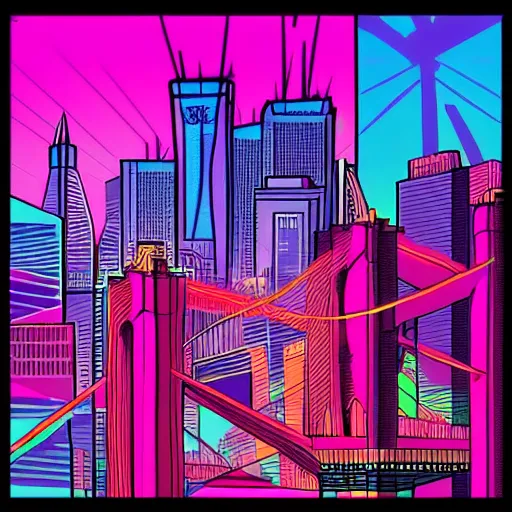 Image similar to new york, epic retrowave art, trending on art station