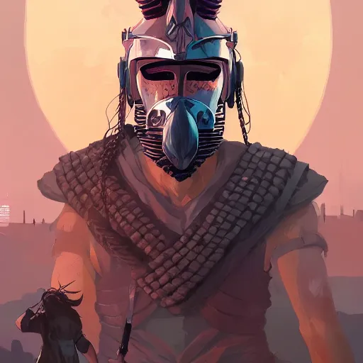 Image similar to cyberpunk viking helmet mask warrior goddess robot ninja fantasy, art gta 5 cover, official fanart behance hd artstation by jesper ejsing, by rhads, makoto shinkai and lois van baarle, ilya kuvshinov, ossdraws