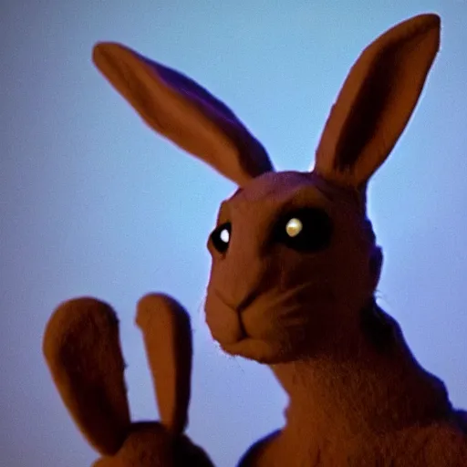 Image similar to the rabbit donnie darko, claymation,