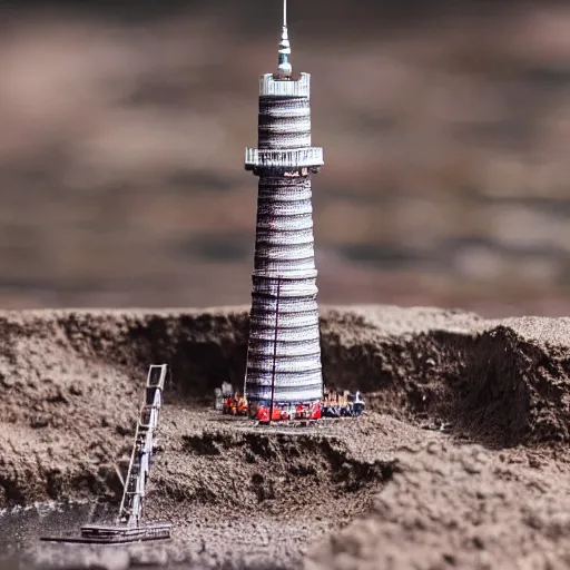 Image similar to macro photo of a miniature ho scale destiny 2 tower location, taken with canon 8 0 d, canon 1 0 0 mm f / 2. 8