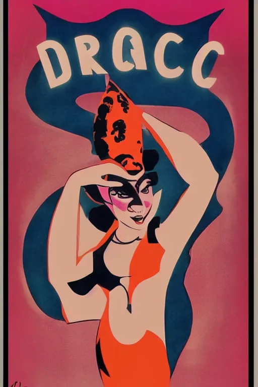 Image similar to drag queen art deco movie poster