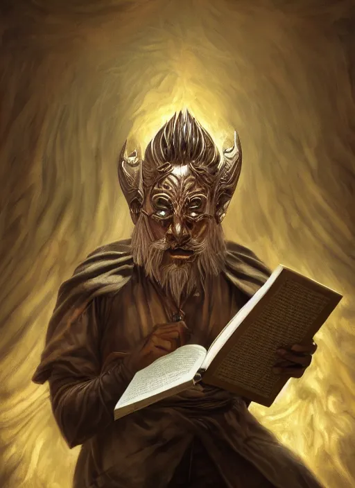 Image similar to Magic Floating Thespian Mask reading a book, no body, bodyless, theater mask, Ivan Aivakovsky, Boris Vallejo, epic fantasy character art, D&D Concept Art, Realistic, Regal, Refined, extremely detailed, Detailed Digital Art, Oil Paining, Exquisite detail, post-processing, masterpiece, Cinematic Lighting, Unreal Engine, 8k, HD, Stanley Artgerm Lau, WLOP, Rossdraws, Frank Frazetta, Andrei Riabovitchev, Marc Simonetti, trending on artstation, flawless