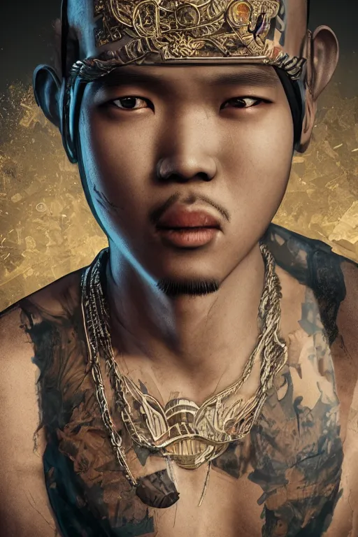 Image similar to rapper from thailand, ultra realistic, concept art, intricate details, highly detailed, photorealistic, octane render, 8 k